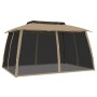 Double-roof gazebo with taupe steel mesh walls 3.93x2.93 m by , Tents and gazebos - Ref: Foro24-368453, Price: 255,59 €, Disc...