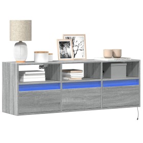 Wall-mounted TV stand with LED lights in Sonoma gray, 130x31x45 cm. by , TV Furniture - Ref: Foro24-852346, Price: 108,98 €, ...