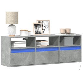 Wall-mounted TV stand with LED lights in concrete gray, 130x31x45 cm. by , TV Furniture - Ref: Foro24-852344, Price: 105,71 €...