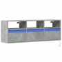 Wall-mounted TV stand with LED lights in concrete gray, 130x31x45 cm. by , TV Furniture - Ref: Foro24-852344, Price: 105,71 €...