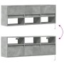 Wall-mounted TV stand with LED lights in concrete gray, 130x31x45 cm. by , TV Furniture - Ref: Foro24-852344, Price: 105,71 €...