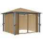 Cenador con cortina gris taupe aluminio 300x300 cm de vidaXL, Carpas y cenadores - Ref: Foro24-313893, Precio: 485,89 €, Desc...