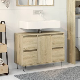 Badezimmerschrank aus Sonoma-Eichen-Ingenieurholz 80x33x60 cm von , Badezimmermöbel - Ref: Foro24-849683, Preis: 88,46 €, Rab...