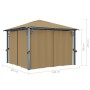 Cenador con cortina gris taupe aluminio 300x300 cm de vidaXL, Carpas y cenadores - Ref: Foro24-313893, Precio: 485,89 €, Desc...