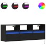 Wall-mounted TV stand with LED lights black 130x31x45 cm by , TV Furniture - Ref: Foro24-852342, Price: 109,14 €, Discount: %