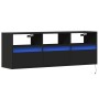 Wall-mounted TV stand with LED lights black 130x31x45 cm by , TV Furniture - Ref: Foro24-852342, Price: 109,99 €, Discount: %