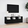 Wall-mounted TV stand with LED lights black 130x31x45 cm by , TV Furniture - Ref: Foro24-852342, Price: 109,14 €, Discount: %