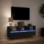 Wall-mounted TV stand with LED lights black 130x31x45 cm by , TV Furniture - Ref: Foro24-852342, Price: 109,99 €, Discount: %