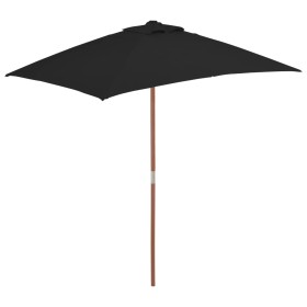 Garden umbrella with black wooden pole 150x200 cm by vidaXL, Umbrellas - Ref: Foro24-313884, Price: 41,35 €, Discount: %