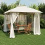 Double-roof gazebo with cream steel mesh walls, 2.94x2.94 m by , Tents and gazebos - Ref: Foro24-368454, Price: 288,02 €, Dis...