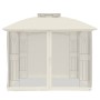 Double-roof gazebo with cream steel mesh walls, 2.94x2.94 m by , Tents and gazebos - Ref: Foro24-368454, Price: 288,02 €, Dis...