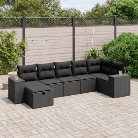 Garten-Essgruppe 7-teilig mit schwarzen Polstern aus synthetischem Rattan. von , Gartensets - Ref: Foro24-3264451, Preis: 498...