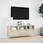 Wall-mounted TV unit with LED lights Sonoma oak 130x31x45 cm by , TV Furniture - Ref: Foro24-852343, Price: 105,56 €, Discoun...