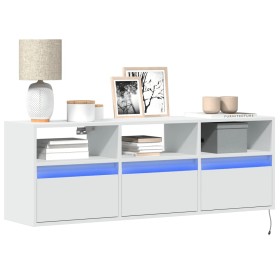 Wall-mounted TV stand with LED lights white 130x31x45 cm by , TV Furniture - Ref: Foro24-852341, Price: 108,98 €, Discount: %