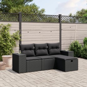 Gartensitzgruppe 4-teilig mit schwarzen Polstern aus synthetischem Rattan von , Gartensets - Ref: Foro24-3264371, Preis: 310,...