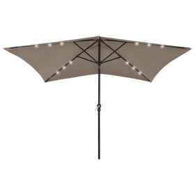 Umbrella with LED and taupe gray steel pole 2x3 m by vidaXL, Umbrellas - Ref: Foro24-313789, Price: 76,99 €, Discount: %