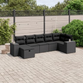 Garten-Essgruppe 7-teilig mit schwarzen Polstern aus synthetischem Rattan. von , Gartensets - Ref: Foro24-3264431, Preis: 479...