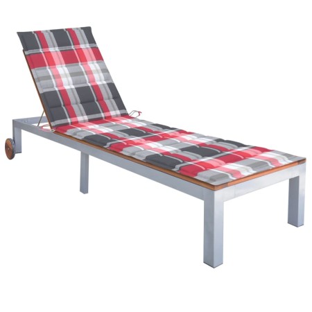 Sun lounger with solid acacia wood and galvanized steel cushion. by , Loungers - Ref: Foro24-3061555, Price: 270,93 €, Discou...