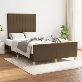 Estructura de cama con cabecero de tela marrón oscuro 120x200cm de , Camas y somieres - Ref: Foro24-3125206, Precio: 178,99 €...