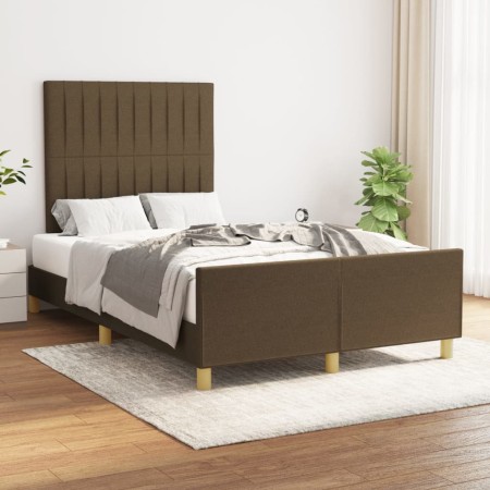 Estructura de cama con cabecero de tela marrón oscuro 120x200cm de , Camas y somieres - Ref: Foro24-3125206, Precio: 179,54 €...