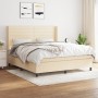 Boxspringbett mit cremefarbenem Stoffbezug und Matratze, 160x200 cm. von , Betten und Lattenroste - Ref: Foro24-3131526, Prei...