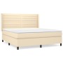 Boxspringbett mit cremefarbenem Stoffbezug und Matratze, 160x200 cm. von , Betten und Lattenroste - Ref: Foro24-3131526, Prei...