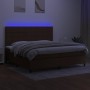 Boxspring-Bett mit LED-Lichtern, dunkelbraunem Stoff, 200x200 cm. von , Betten und Lattenroste - Ref: Foro24-3134904, Preis: ...