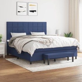 Cama box spring con colchón tela azul 160x200 cm de , Camas y somieres - Ref: Foro24-3136611, Precio: 627,19 €, Descuento: %