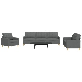 Dreiteiliges Sofaset in dunkelgrauem Stoff. von , Sofas - Ref: Foro24-3278288, Preis: 685,14 €, Rabatt: %