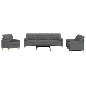 3-piece dark gray fabric sofa set with cushions by , Sofas - Ref: Foro24-3278304, Price: 690,05 €, Discount: %