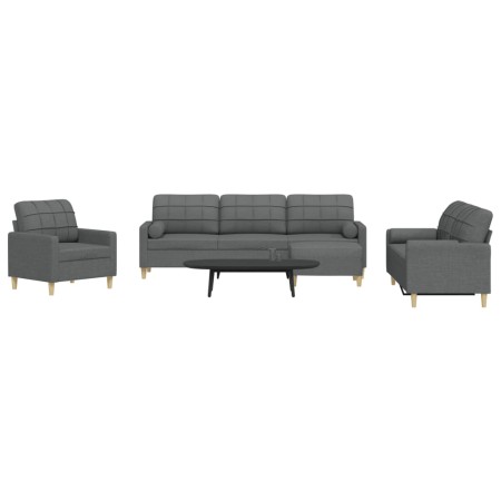 4-piece sofa set with ottoman and dark gray fabric cushions by , Sofas - Ref: Foro24-3278312, Price: 724,99 €, Discount: %