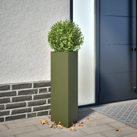 Triangular planters 2 units olive green steel 30x26x75 cm by , Pots and planters - Ref: Foro24-851150, Price: 74,67 €, Discou...