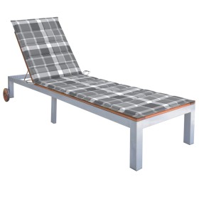 Sun lounger with solid acacia wood and galvanized steel cushion. by , Loungers - Ref: Foro24-3061556, Price: 257,99 €, Discou...