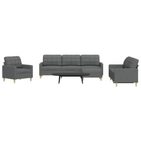 4-piece dark gray fabric sofa set with ottoman by , Sofas - Ref: Foro24-3278296, Price: 692,99 €, Discount: %