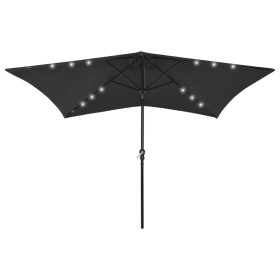 Regenschirm mit LED und schwarzem Stahlmast 2x3 m von vidaXL, Sonnenschirme - Ref: Foro24-313792, Preis: 67,02 €, Rabatt: %