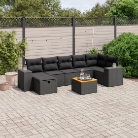 Garden sofa set 8 pieces and black synthetic rattan cushions by , Garden sets - Ref: Foro24-3265178, Price: 534,18 €, Discoun...