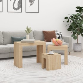 Stackable coffee tables 3 pieces plywood oak Sonoma by , Coffee table - Ref: Foro24-808543, Price: 46,20 €, Discount: %