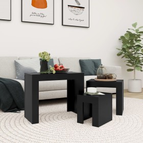 Stackable coffee tables, 3 pieces, black plywood. by , Coffee table - Ref: Foro24-808541, Price: 49,36 €, Discount: %