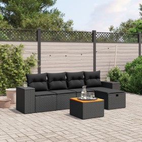 6-teiliges Gartensofa-Set und Kissen aus schwarzem Kunststoff-Rattan. von , Gartensets - Ref: Foro24-3265164, Preis: 391,22 €...