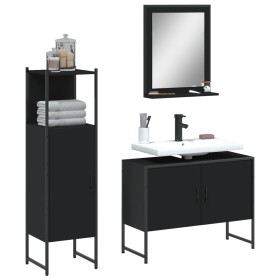 Set de muebles de baño 3 piezas madera contrachapada negro de , Muebles de baño - Ref: Foro24-3214349, Precio: 167,56 €, Desc...