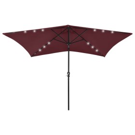 Umbrella with LED and burgundy red steel pole 2x3 m by vidaXL, Umbrellas - Ref: Foro24-313790, Price: 67,02 €, Discount: %