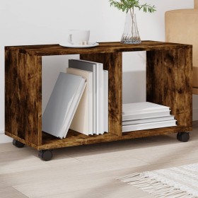 Engineered smoked oak wood wheeled cabinet 72x33x42.5cm by , Side tables - Ref: Foro24-853141, Price: 40,99 €, Discount: %