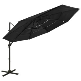 Sombrilla de 4 niveles con poste de aluminio negra 3x3 m de vidaXL, Sombrillas - Ref: Foro24-313834, Precio: 158,99 €, Descue...