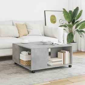 Mesa de centro madera de ingeniería gris hormigón 80x80x40 cm de , Mesas de centro - Ref: Foro24-853176, Precio: 80,16 €, Des...