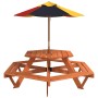 Hexagonal picnic table for 6 children with umbrella hole, made of fir wood. by , Garden tables - Ref: Foro24-3281627, Price: ...