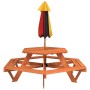 Mesa de picnic hexagonal 6 niños agujero sombrilla madera abeto de , Mesas de jardín - Ref: Foro24-3281627, Precio: 201,83 €,...