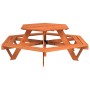 Mesa de picnic hexagonal 6 niños agujero sombrilla madera abeto de , Mesas de jardín - Ref: Foro24-3281627, Precio: 201,83 €,...