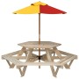 Mesa de picnic hexagonal 6 niños agujero sombrilla madera abeto de , Mesas de jardín - Ref: Foro24-3281625, Precio: 198,05 €,...