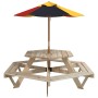 Hexagonal picnic table for 6 children with umbrella hole, made of fir wood. by , Garden tables - Ref: Foro24-3281625, Price: ...