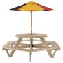 Mesa de picnic hexagonal 6 niños agujero sombrilla madera abeto de , Mesas de jardín - Ref: Foro24-3281625, Precio: 198,05 €,...